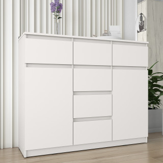 Белая тумба-комод под телевизор с 6 ящиками и дверками как модуль «Мори» МК 1200.4, ТБ-22 СИТИ